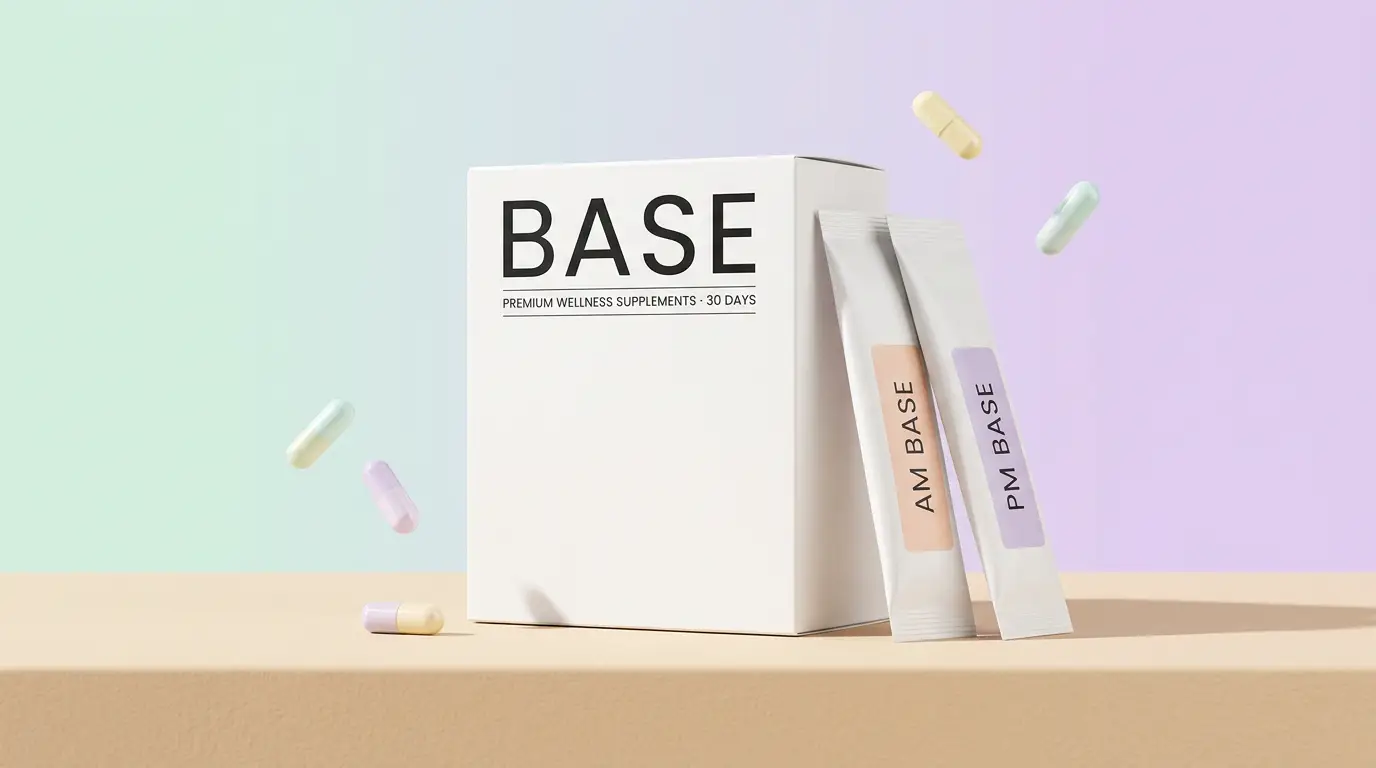 BASE Nutrition — коробка курса и саше AM/PM